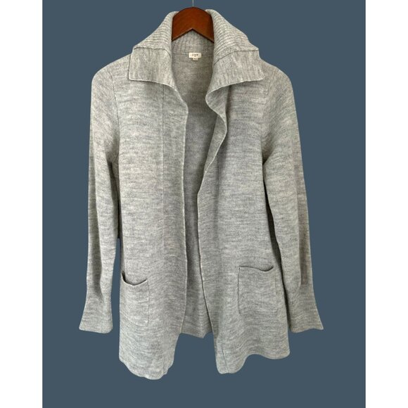 J.Crew Wool Blend Cardigan Gray Open Front Knit Sweater Size XL - Picture 1 of 8